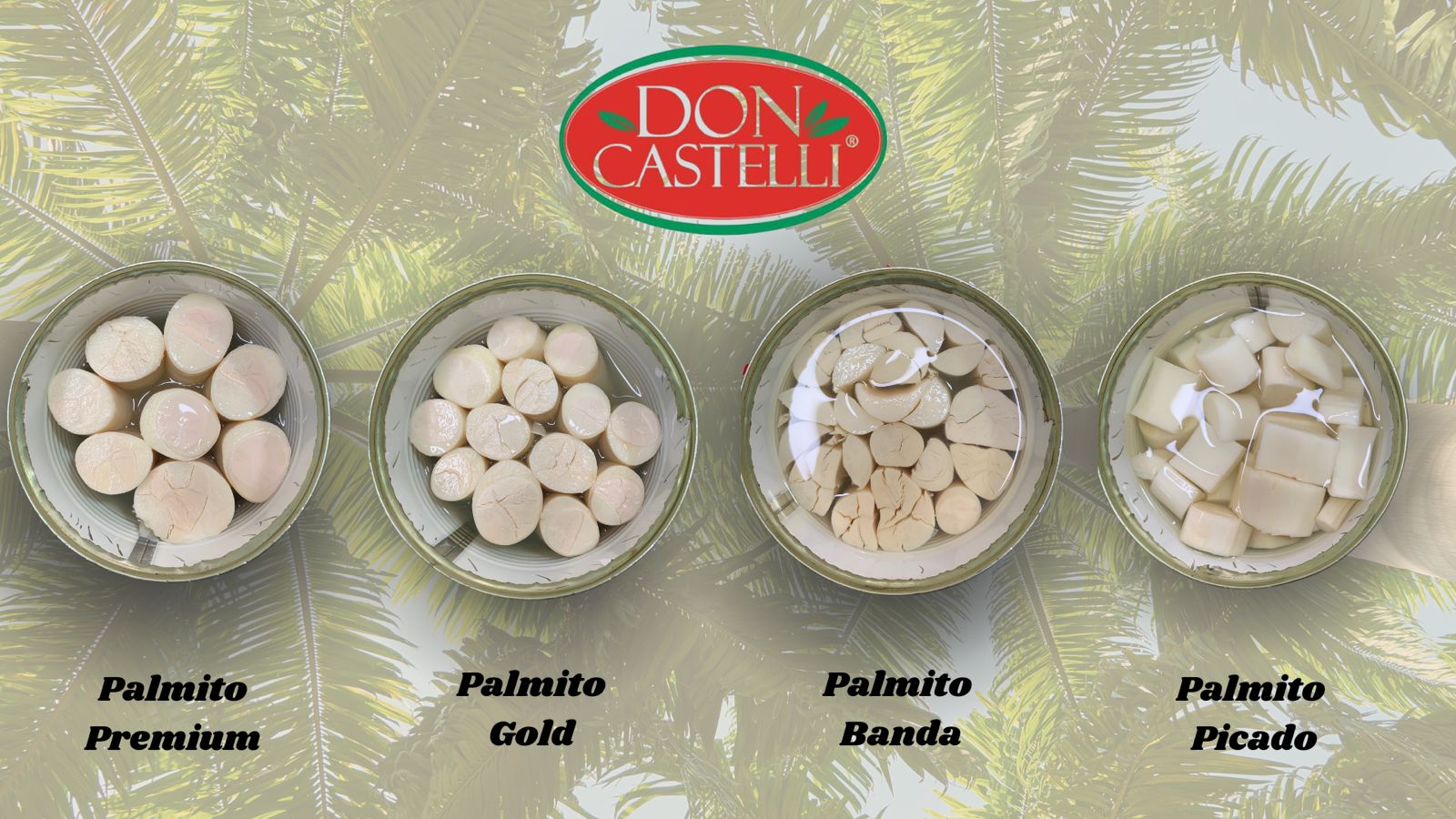 Palmito Em Lata Don Castelli Premium inteiro Selecionado 500g - Toletes Mais Grossos