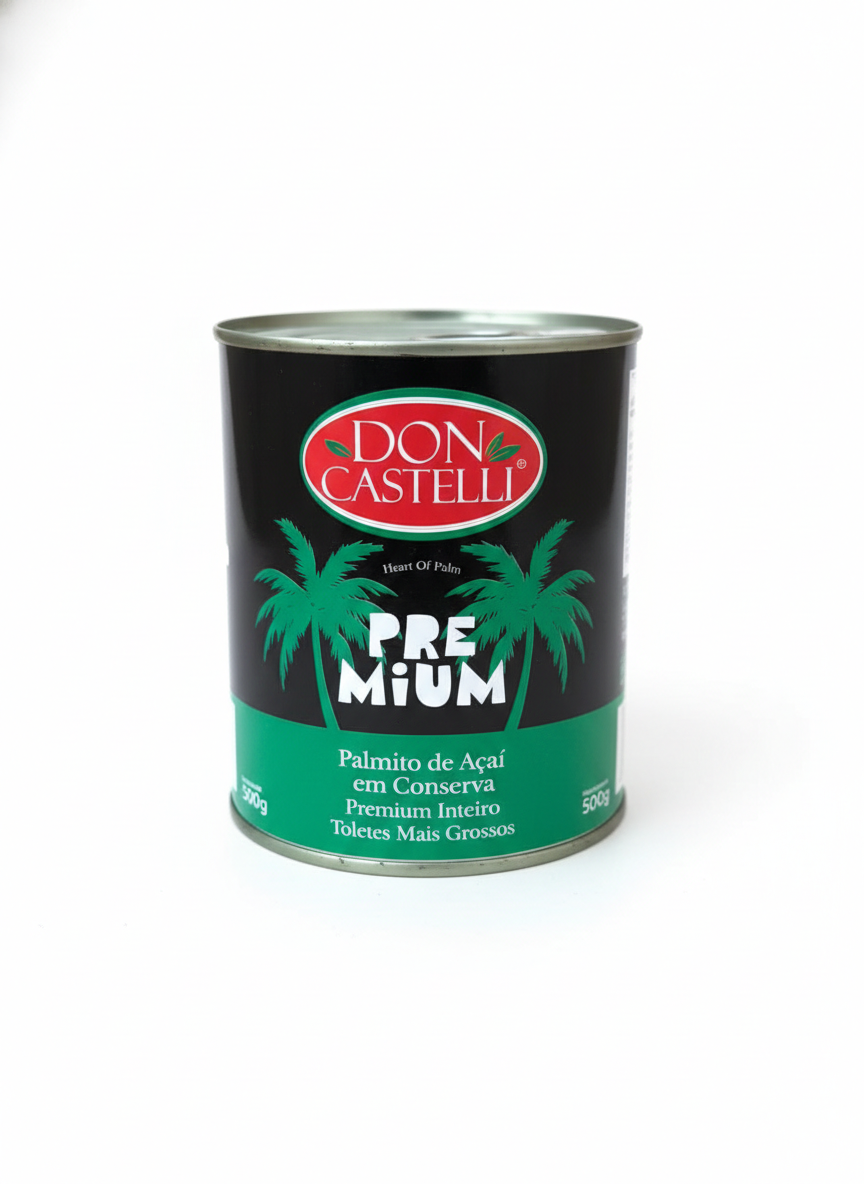 Palmito Em Lata Don Castelli Premium inteiro Selecionado 500g - Toletes Mais Grossos