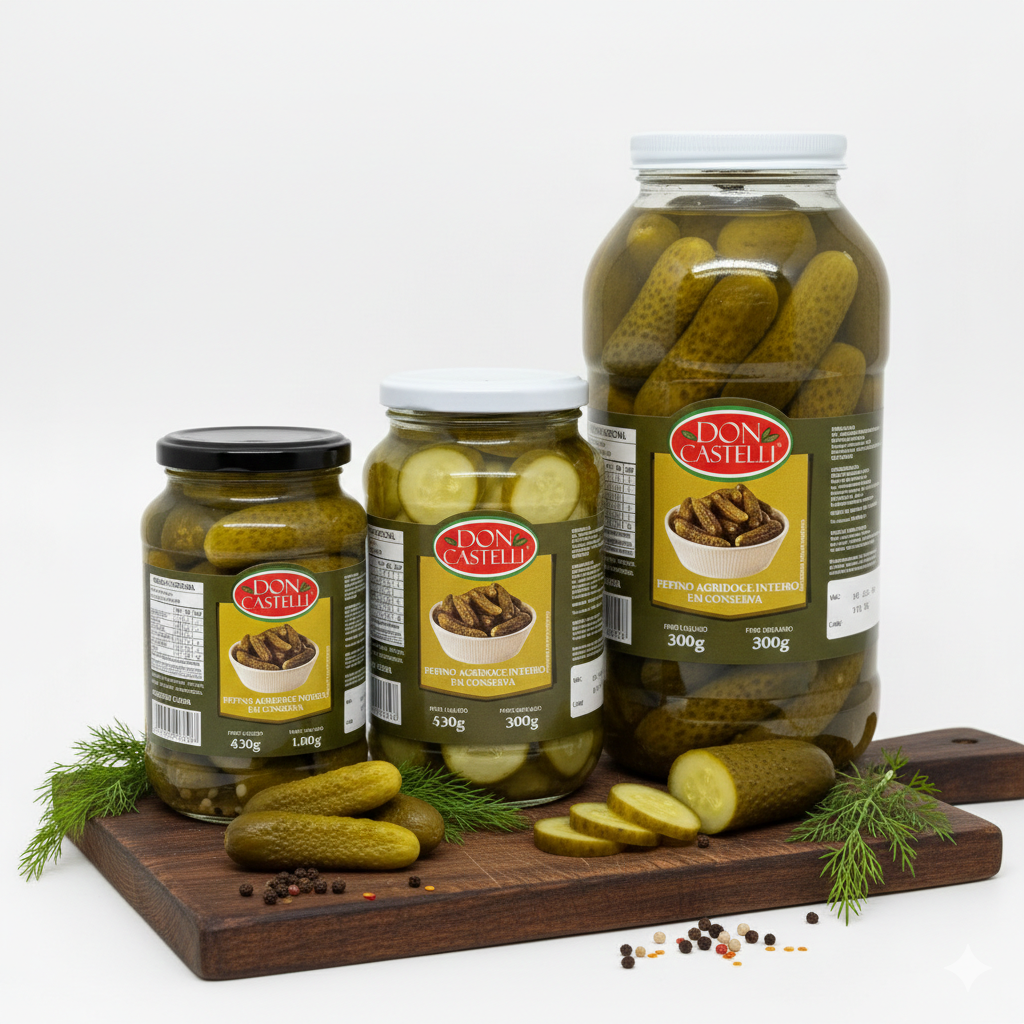 Pepino Agridoce Inteiro em Conserva Pote Vidro - Don Castelli