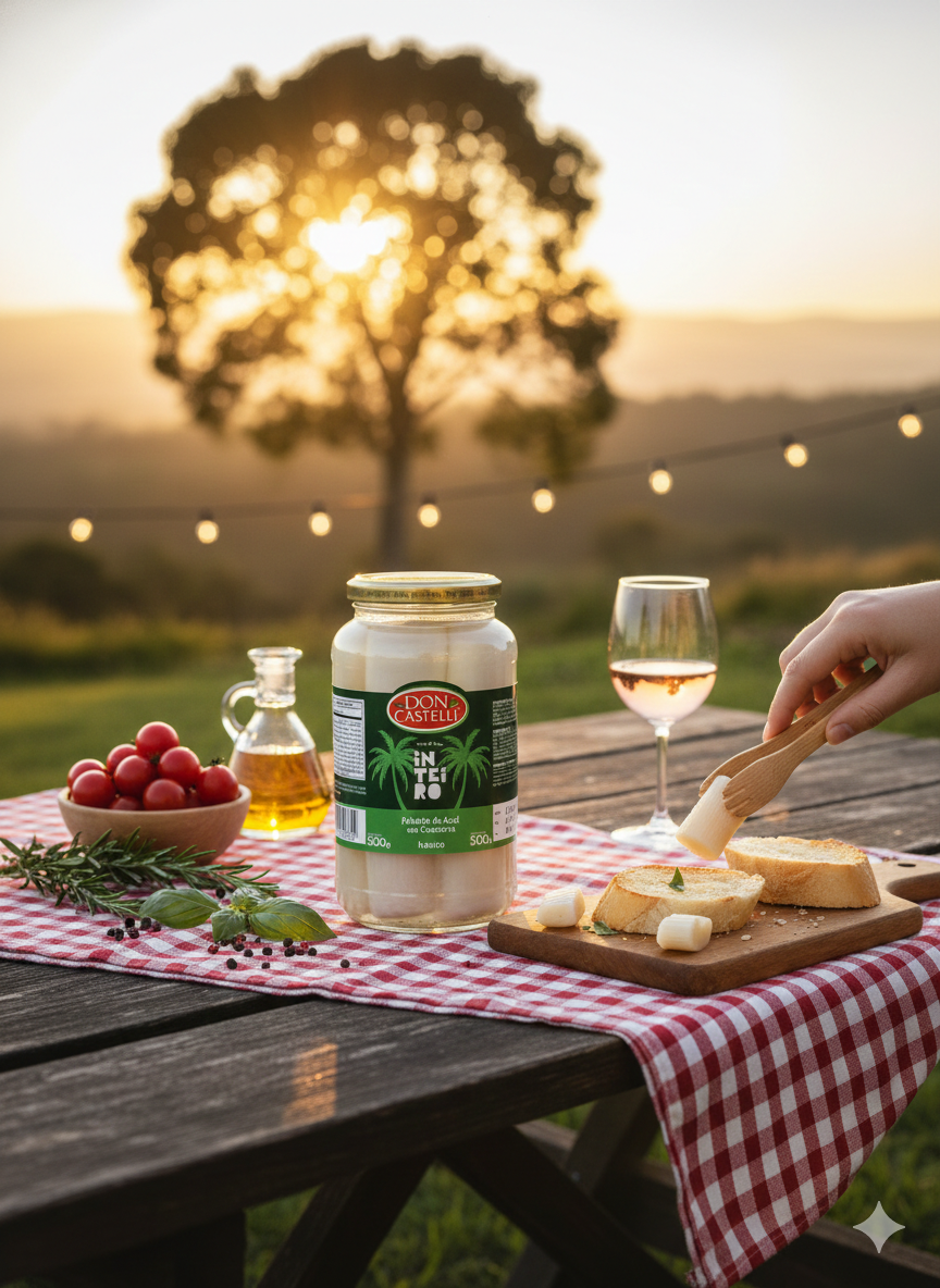 Palmito de Açaí Inteiro Selecionado Don Castelli – Pote de Vidro 500g