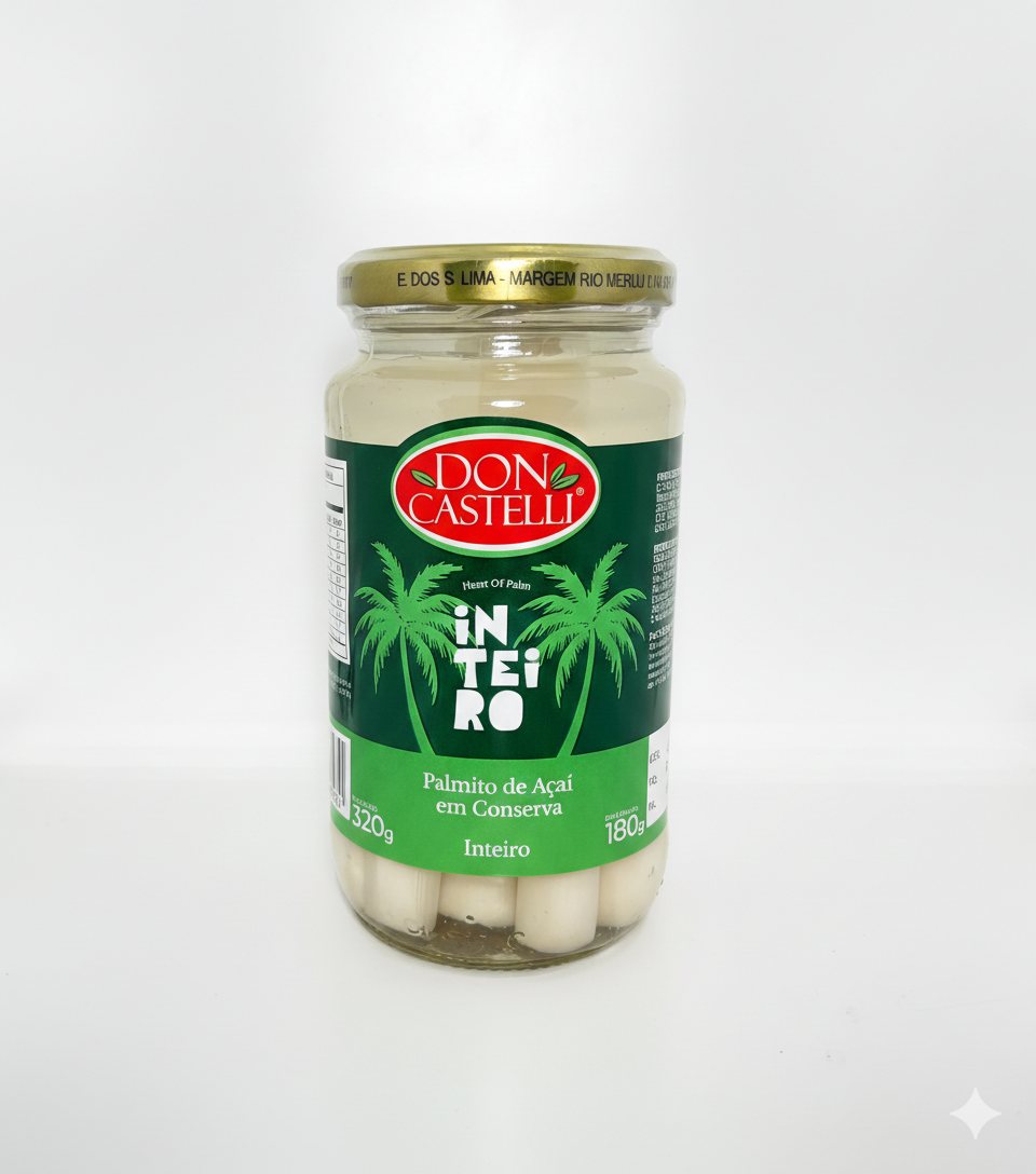 Palmito de Açaí Inteiro Selecionado Don Castelli – Pote de Vidro 180g