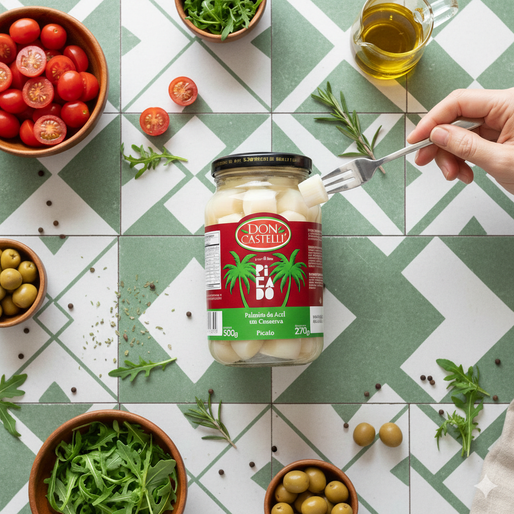 Palmito de Açaí Picado Selecionado Don Castelli – Pote de Vidro 300g