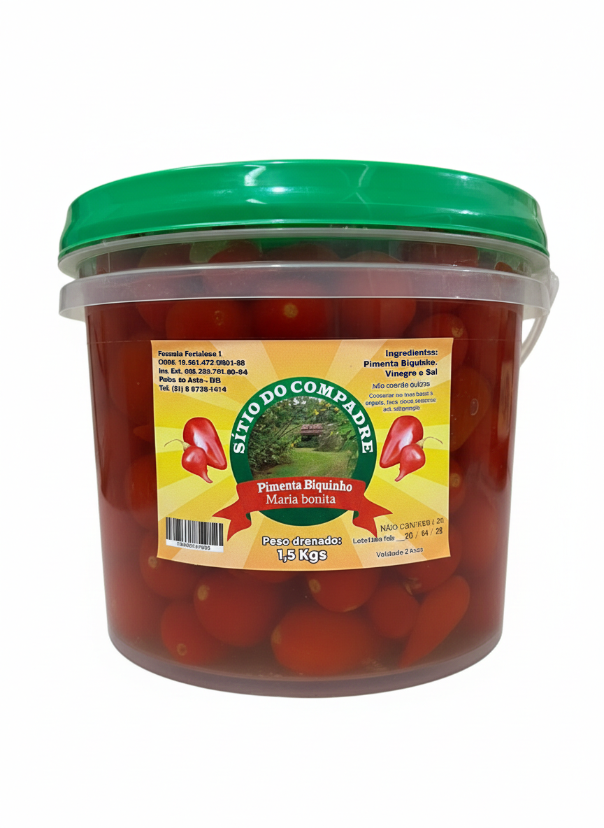 Pimenta Biquinho (Maria Bonita) em Conserva - Balde 2 Kilos