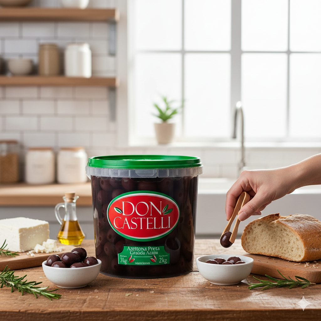 Azeitona Preta Graúda Azapa Don Castelli - Balde 2kg