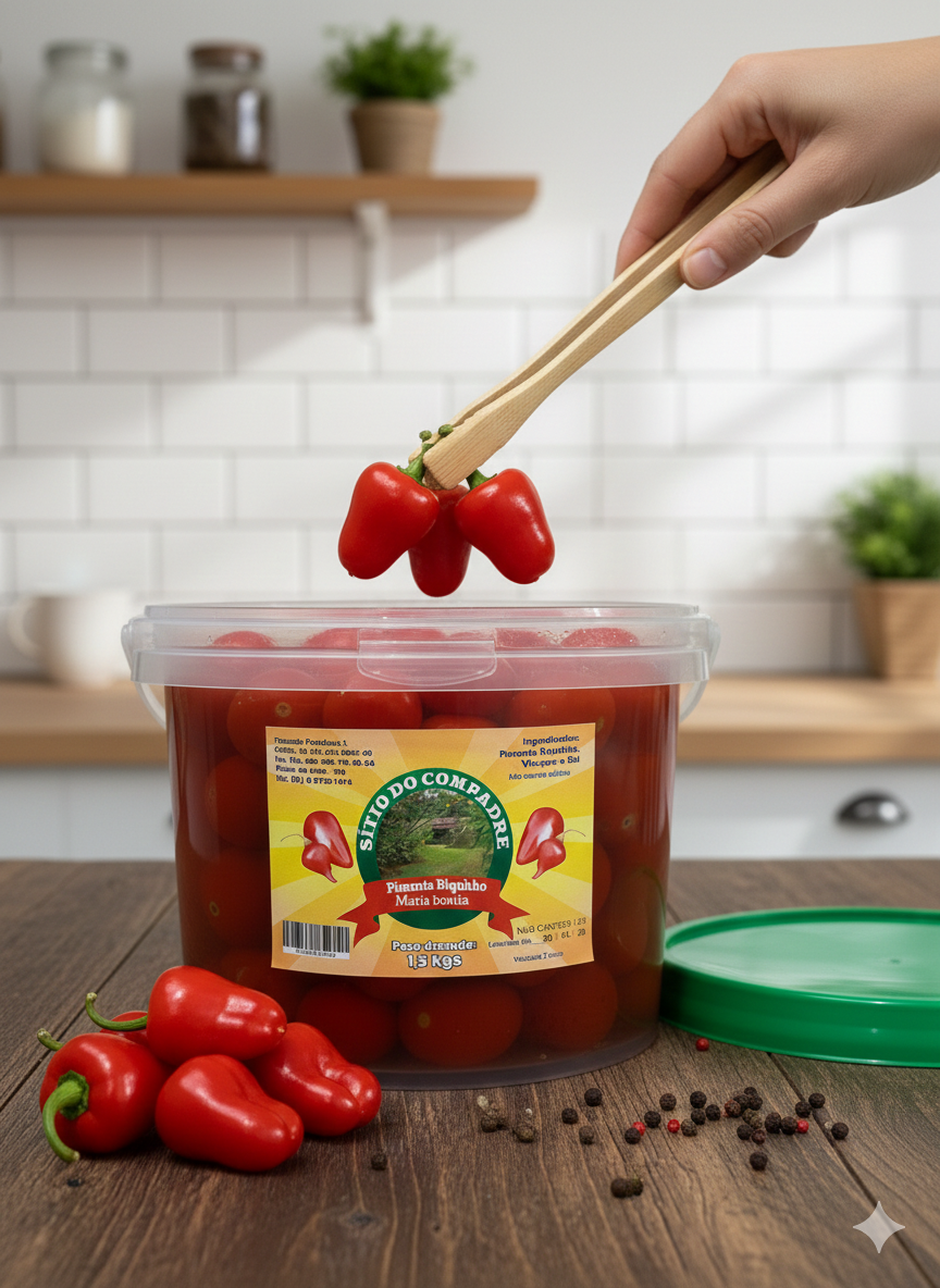 Pimenta Biquinho (Maria Bonita) em Conserva - Balde 2 Kilos