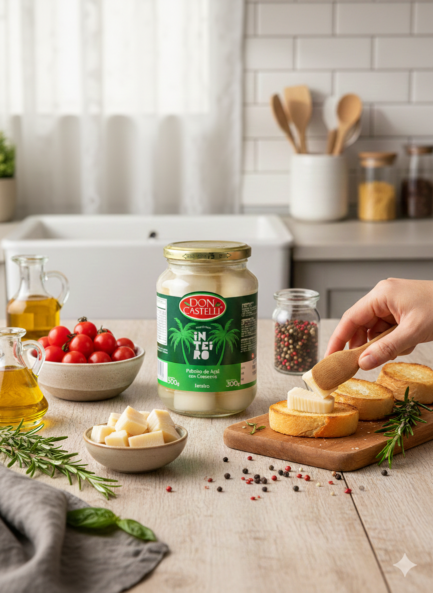 Palmito de Açaí Inteiro Selecionado Don Castelli – Pote de Vidro 300g