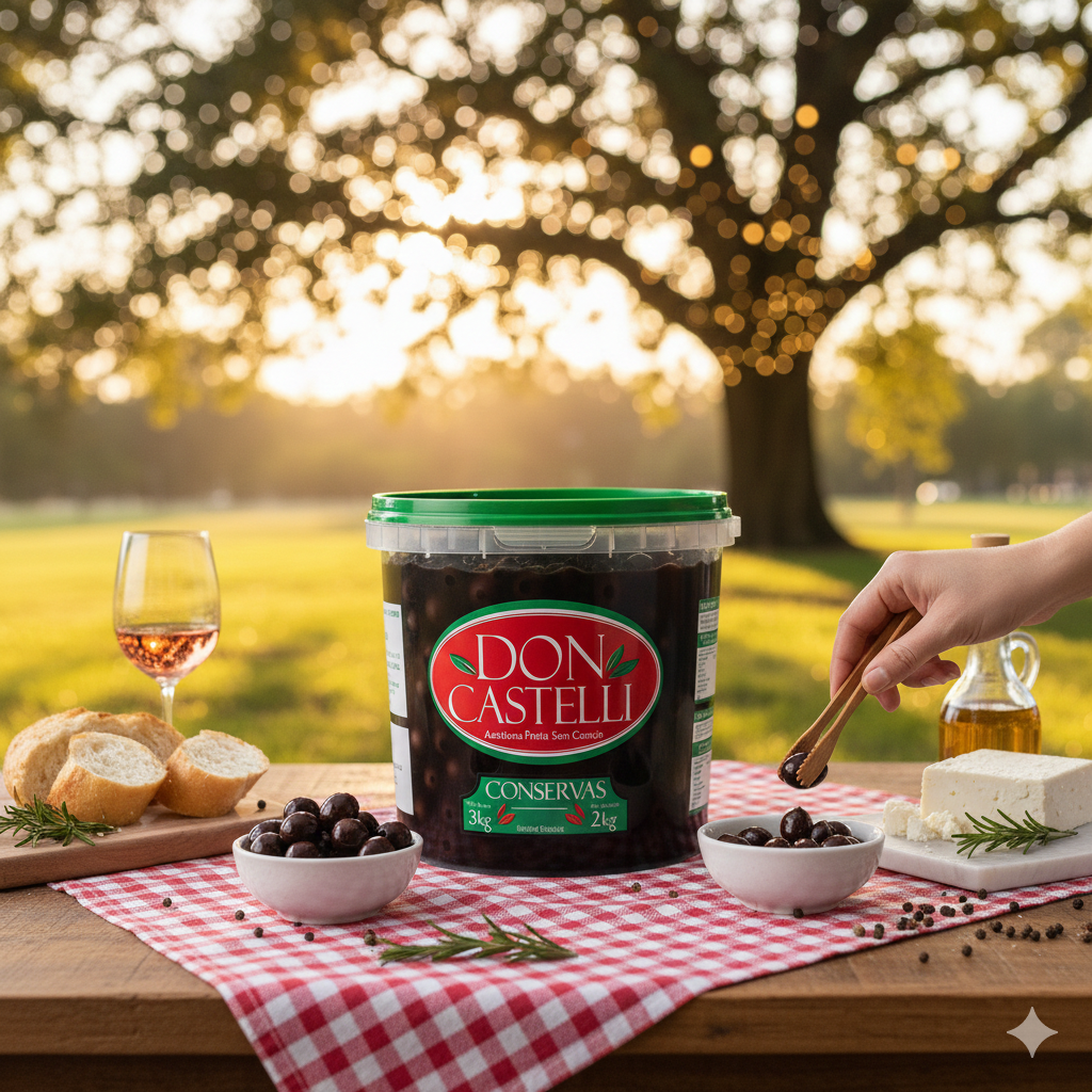 Azeitona Preta Sem Caroço Don Castelli - Balde 2kg