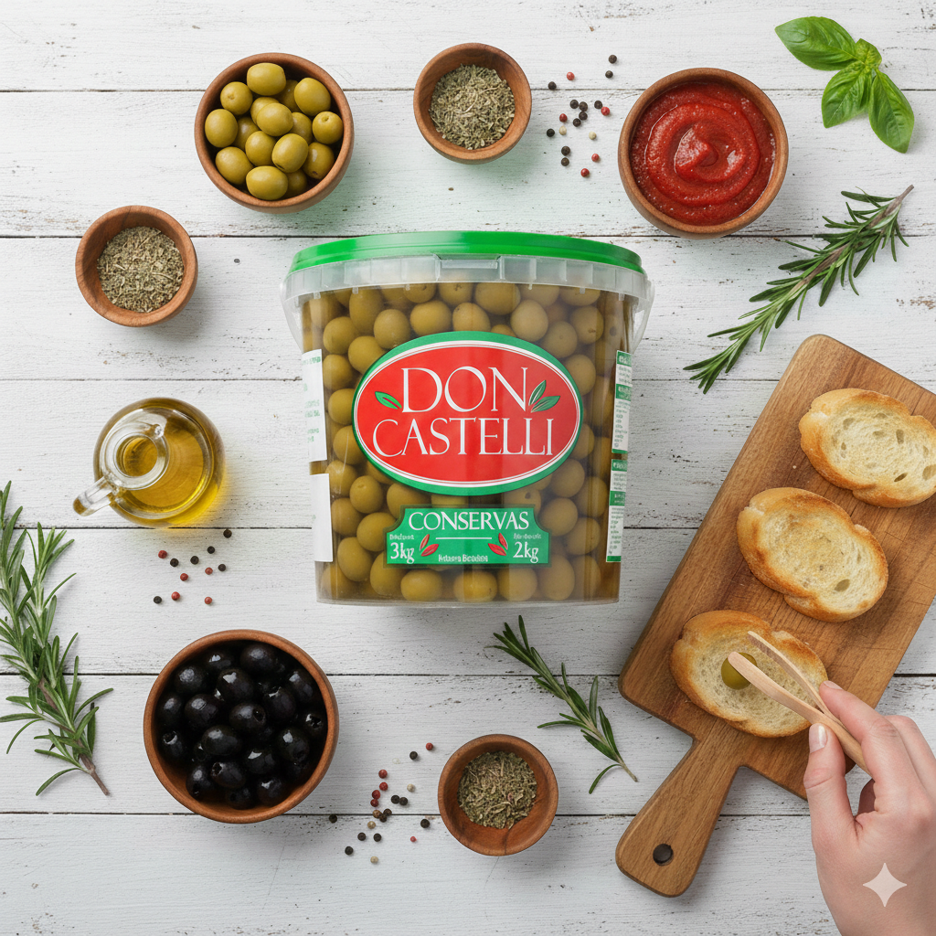 Azeitona Verde Sem Caroço Don Castelli - Balde 2kg