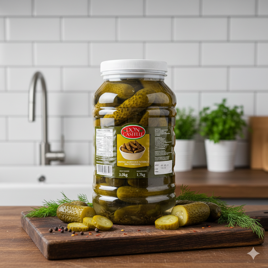 Pepino Agridoce Inteiro em Conserva Pote Vidro - Don Castelli