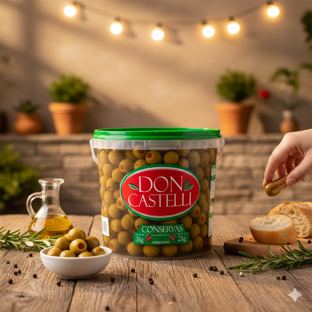 Azeitona Verde Recheada Don Castelli - Balde 2kg