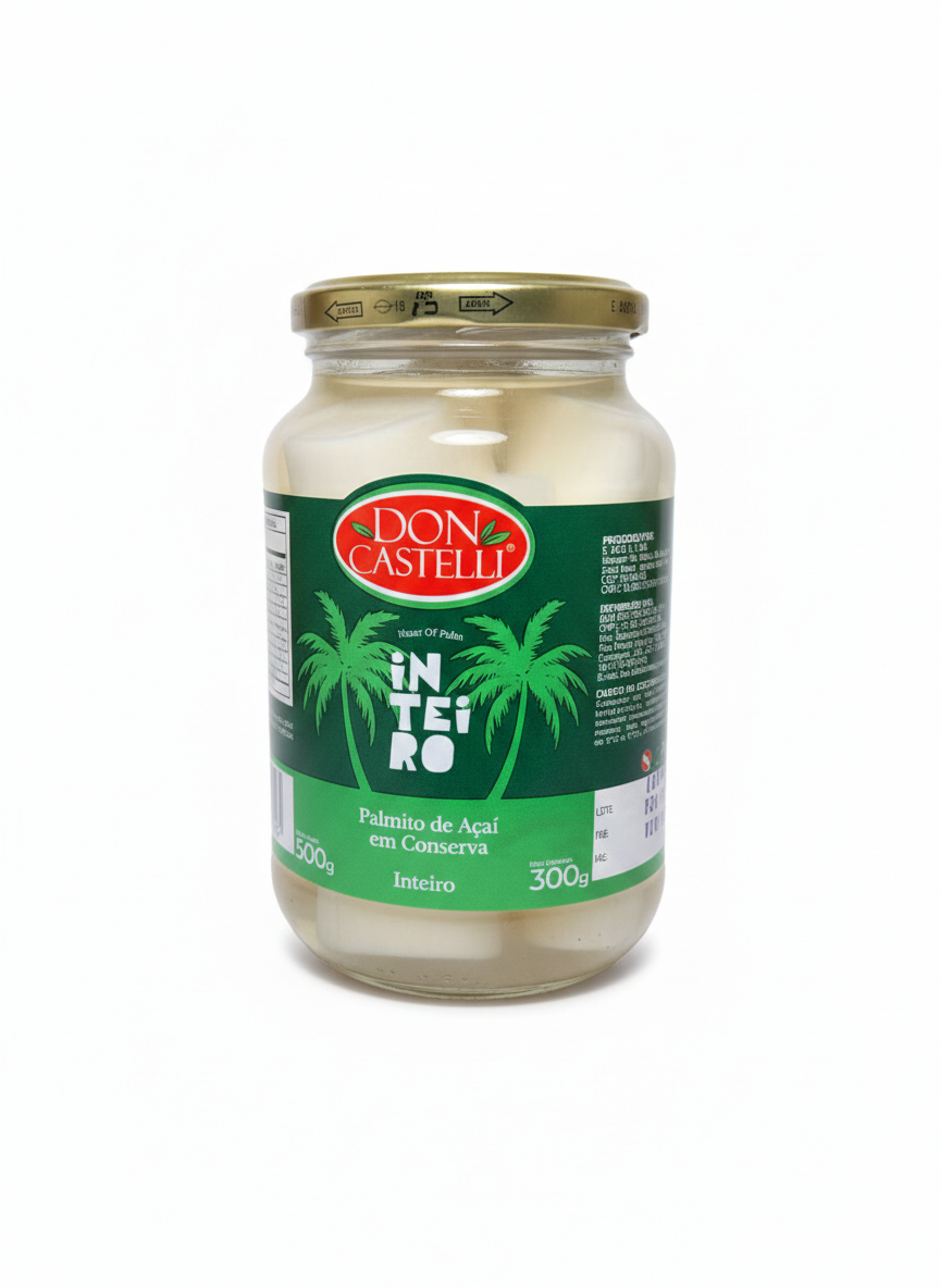 Palmito de Açaí Inteiro Selecionado Don Castelli – Pote de Vidro 300g