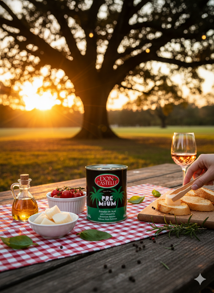 Palmito Em Lata Don Castelli Premium inteiro Selecionado 500g - Toletes Mais Grossos