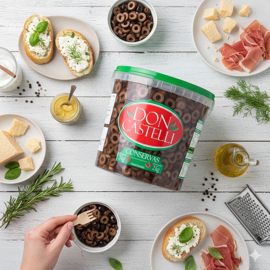 Azeitona Preta Fatiada Don Castelli - Balde 2kg