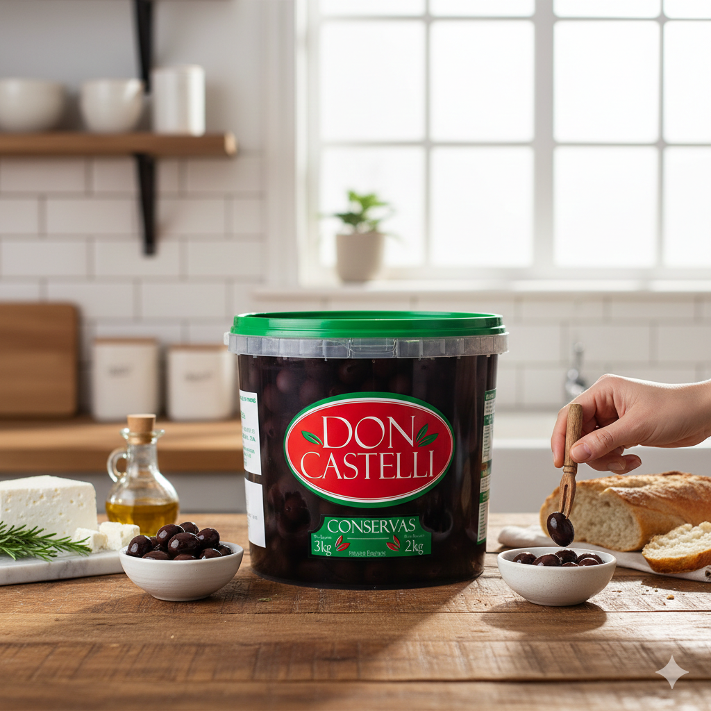 Azeitona Preta Com Caroço Don Castelli - Balde 2kg