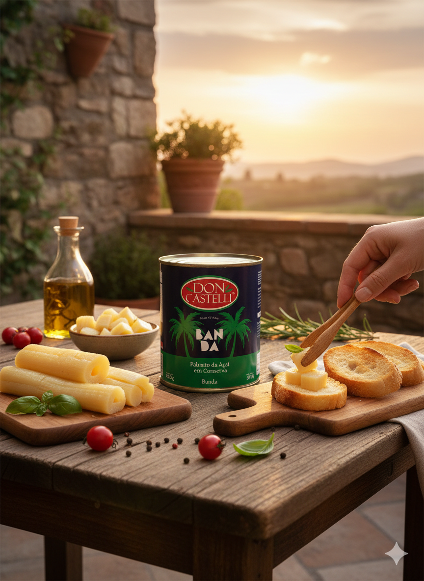 Palmito Em Lata Don Castelli Banda 500g - Fatiado na Vertical