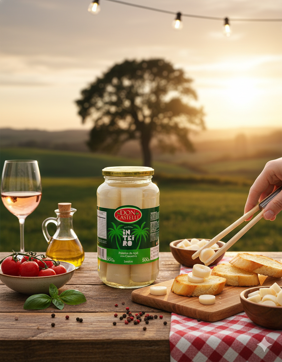 Palmito de Açaí Inteiro Selecionado Don Castelli – Pote de Vidro 500g