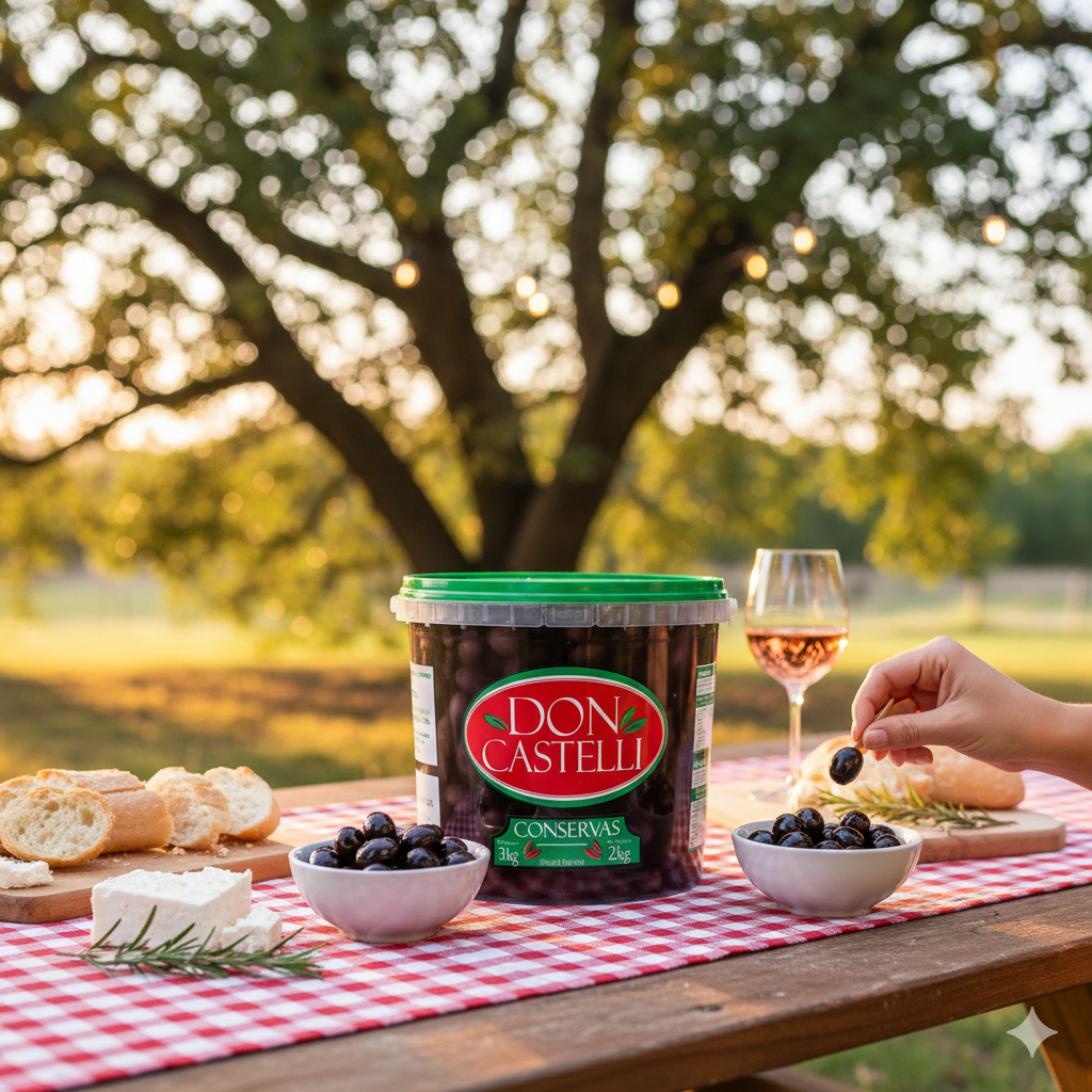 Azeitona Preta Com Caroço Don Castelli - Balde 2kg