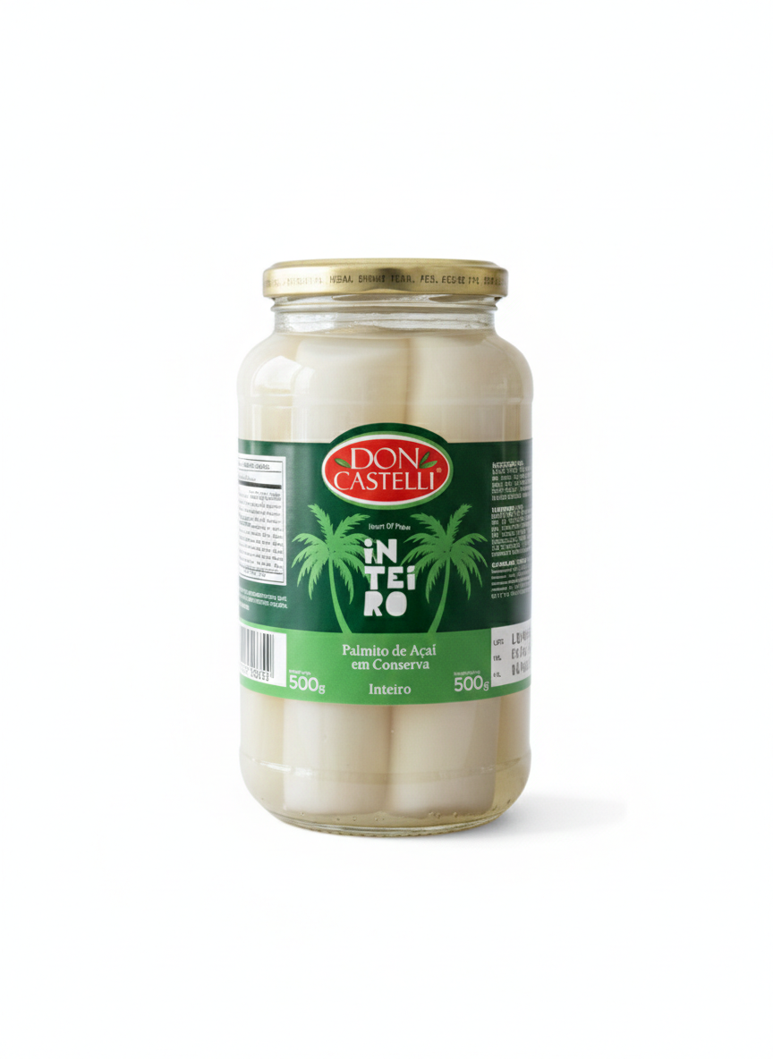Palmito de Açaí Inteiro Selecionado Don Castelli – Pote de Vidro 500g