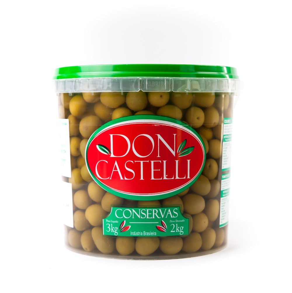 Azeitona Verde Miúda Com Caroço Don Castelli - Balde 2kg