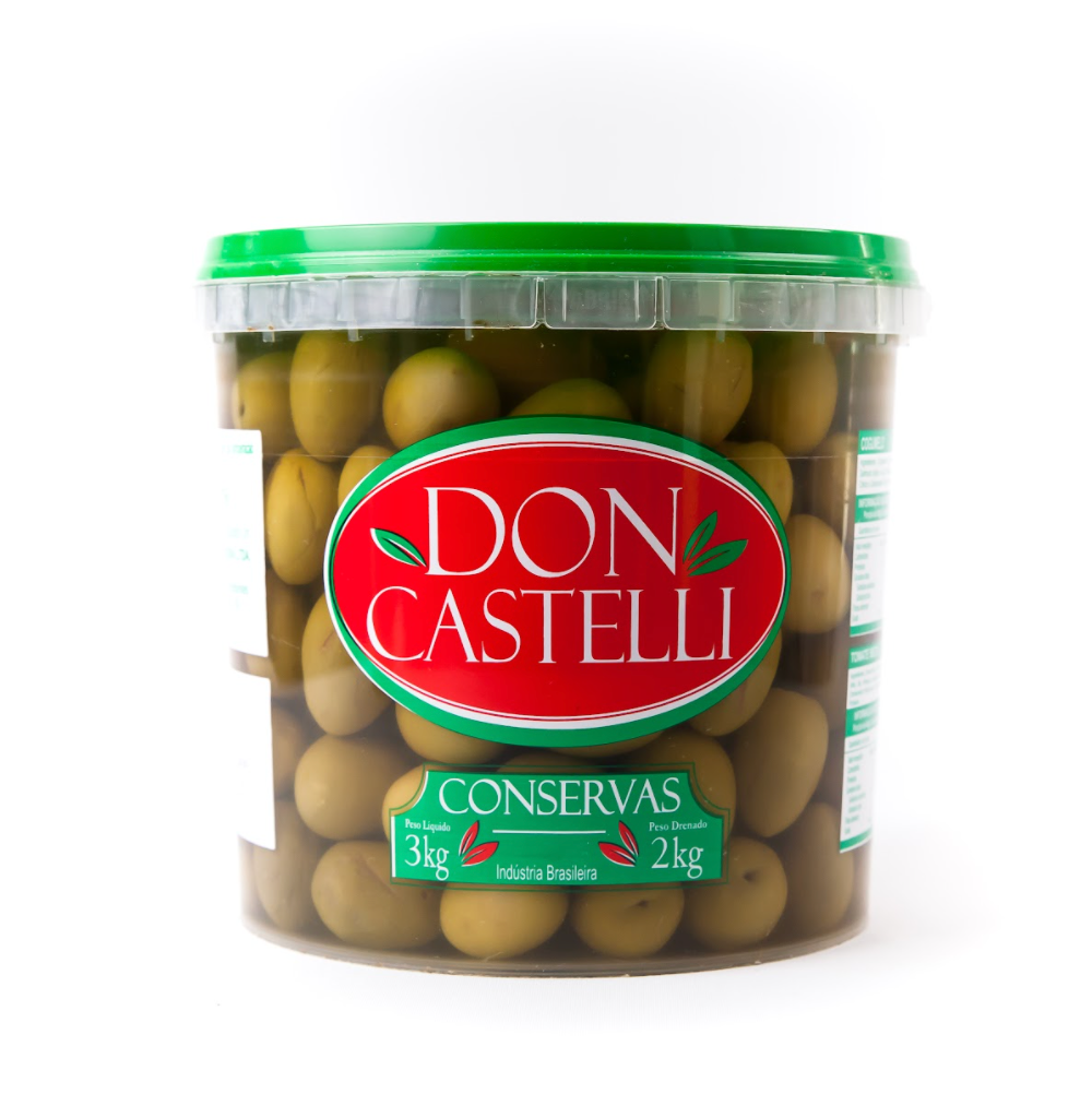 Azeitona Verde Graúda Com Caroço Don Castelli - Balde 2kg