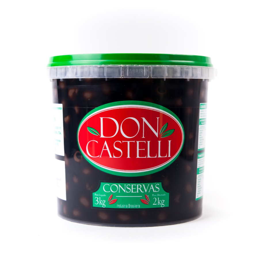Azeitona Preta Sem Caroço Don Castelli - Balde 2kg