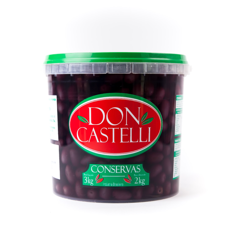 Azeitona Preta Com Caroço Don Castelli - Balde 2kg