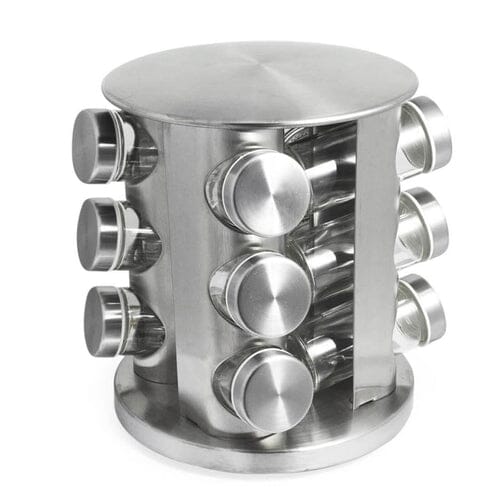 Porta Condimentos com Base Giratória Inox 12 Frascos
