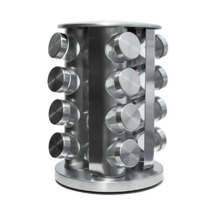 Porta Condimentos com Base Giratória Inox 12 Frascos