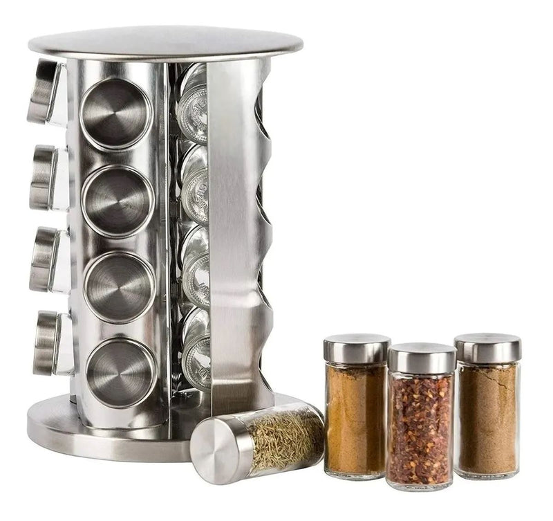 Porta Condimentos com Base Giratória Inox 12 Frascos